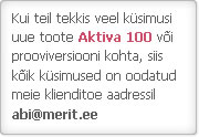 Kui teil tekkis veel küsimusi uue toote „Aktiva 100“ või prooviversiooni kohta, siis kõik küsimused on oodatud meie klienditoe aadressil abi@merit.ee