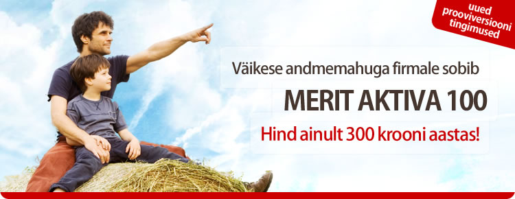 Väikese andmemahuga firmale sobib Merit Aktiva 100. Hind ainult 300 krooni aastas.